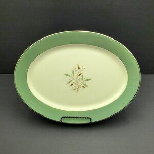 Syracuse China Splendor Serving Platter 14" Oval Serving Plate Platinum Trim